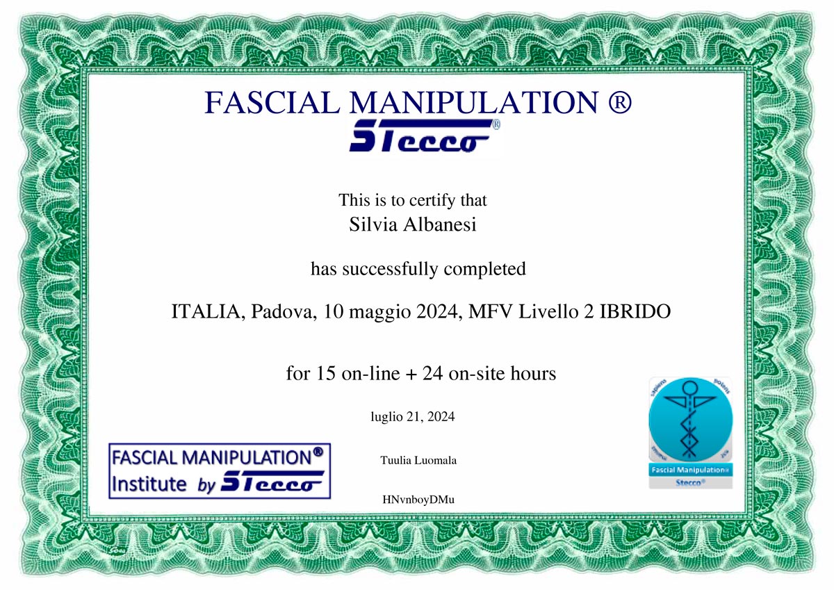 CERTIFICATO-MANIPOLAZIONE-FASCIALE-STECCO-LIVELLO-2 Certificato di manipolatrice fasciale per cavalli livello 2 Stecco