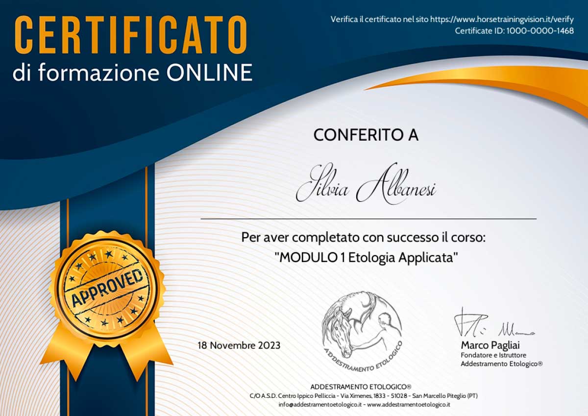 certificato-etologia-1-pagliai Certificato di formazione Modulo 1 etologia applicata